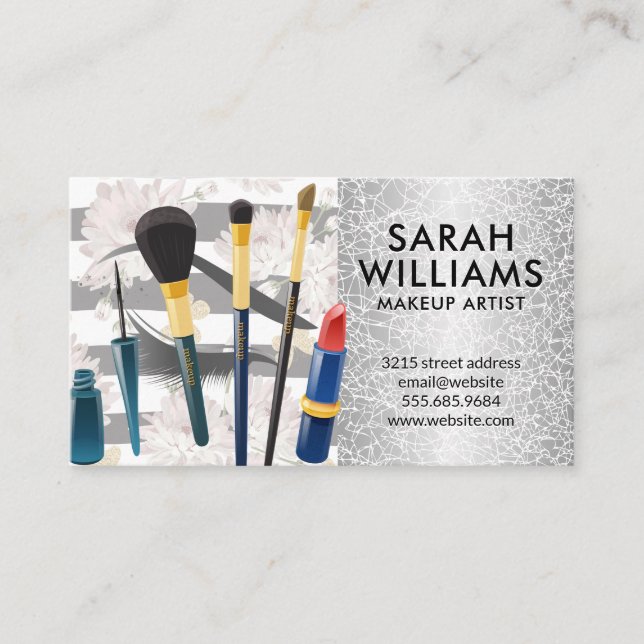 Öga Lash | Blommigt Butterflies | Mua-penslar Visitkort (Framsida)