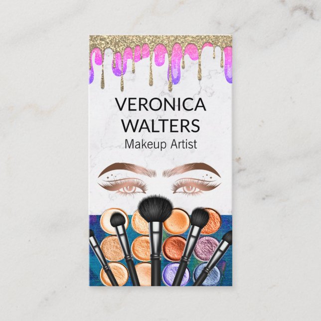 Öga Lash | Glitter Drip Makeup Beauty Visitkort (Framsida)