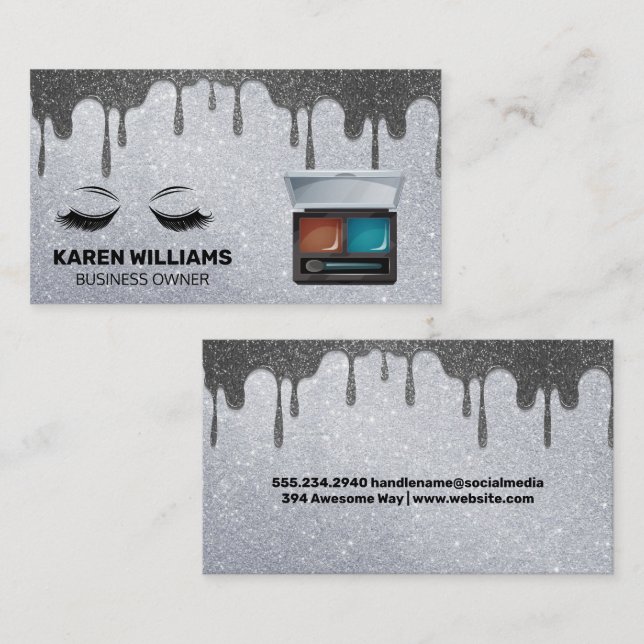 Öga Lash Glitter | Makeup Kit | Drivning i Glitter Visitkort (Fram/baksida)