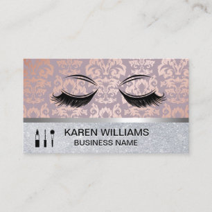 Öga Lash Ro Guld Damask Pattern GLITTER Visitkort