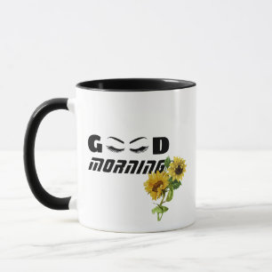 Öga Lash Sol Flowers Bra God morgon Mamma Kaffe Mu Mugg