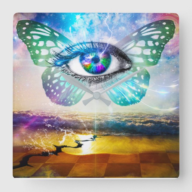 Öga Mini Square Wall Clock Fyrkantig Klocka (Framsida)