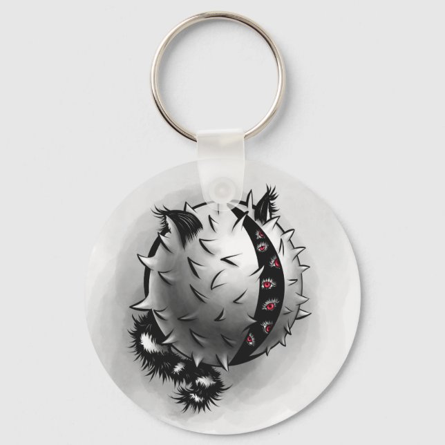Öga Monster Spiky Boll Nyckelring (Framsida)