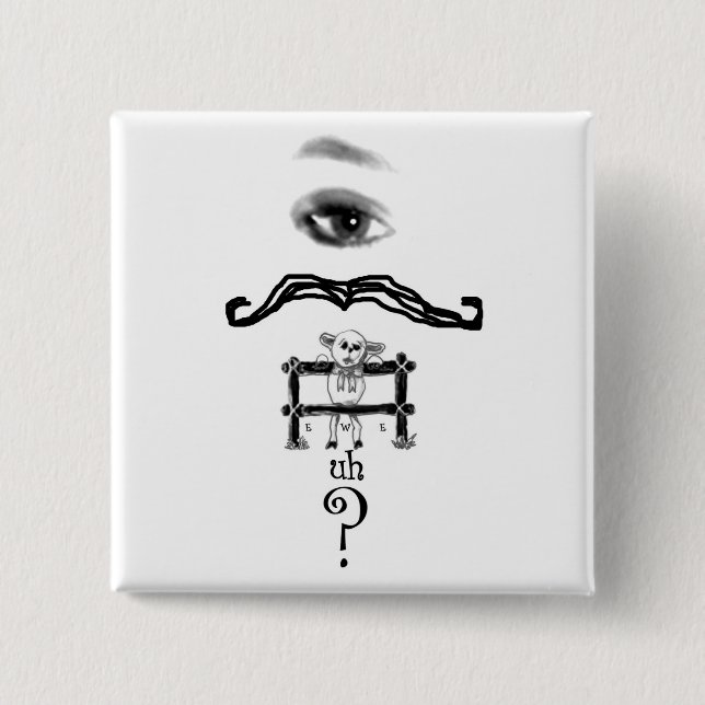 Öga Mustache Ewe-frågeknapp Knapp (Framsida)