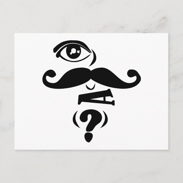 Öga Mustache U en fråga Vykort (Framsida)
