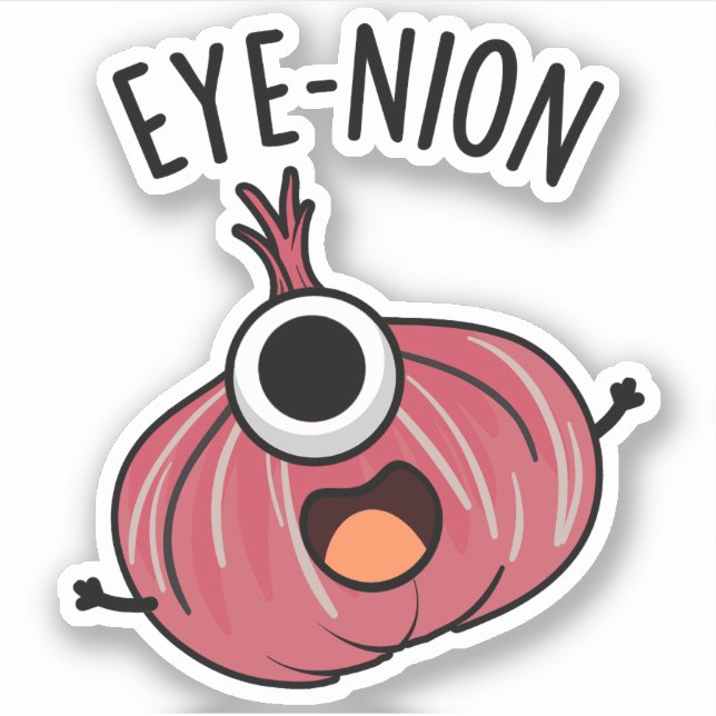 Öga-nion Funny Onion Pun Klistermärken (Framsida)