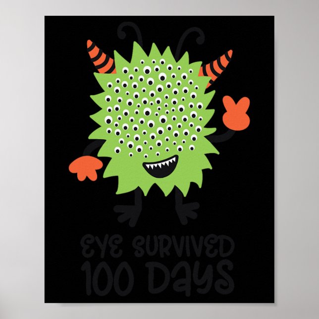 Öga Överlevt 100 D för skolmonsterpojkar Kids Poster (Framsidan)