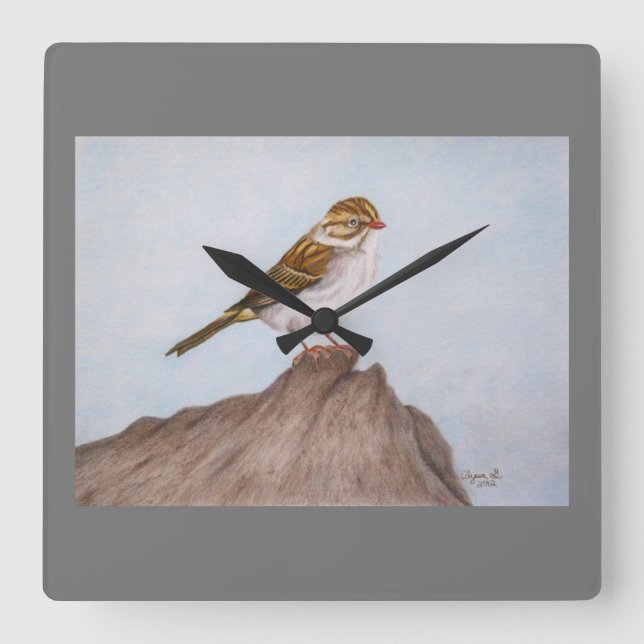 Öga på Sparrow Wall Clock Fyrkantig Klocka (Framsida)