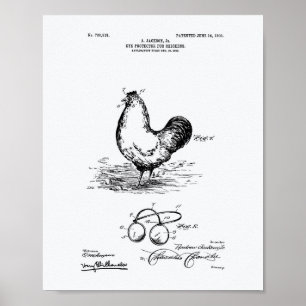 Öga Protector Chickens 1903 Patent Art White Pappr Poster