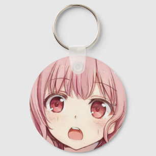 Öga skrämt nyckelkedja för Anime rosa-hålade flick Nyckelring