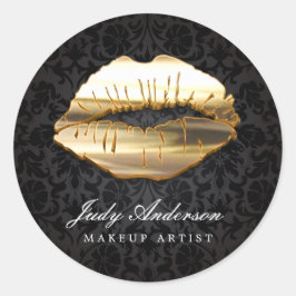 Öga som fångar 3D Black Guld Läppar Makeup Artist Runt Klistermärke