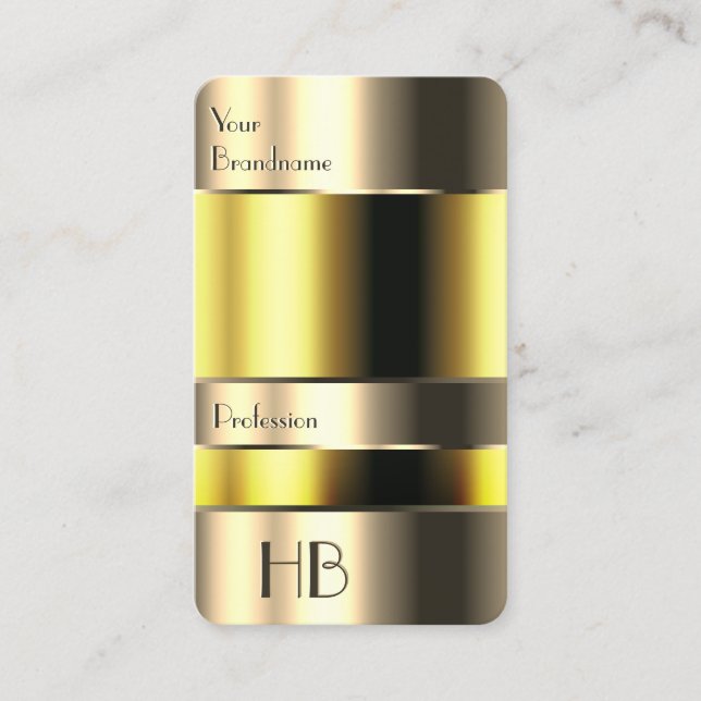 Öga som fångar 3D Guld Gult Tunna med Chic Initial Visitkort (Framsida)