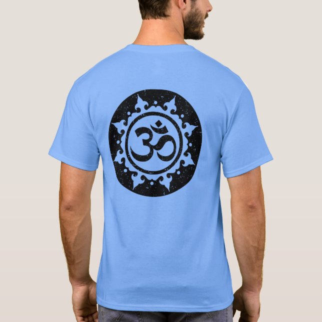 Öga som fångar fet svart om-cirkel på blå t shirt (Baksida)
