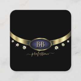 Öga som fångar Guld Blue Black Initialer Rhineston Fyrkantigt Visitkort