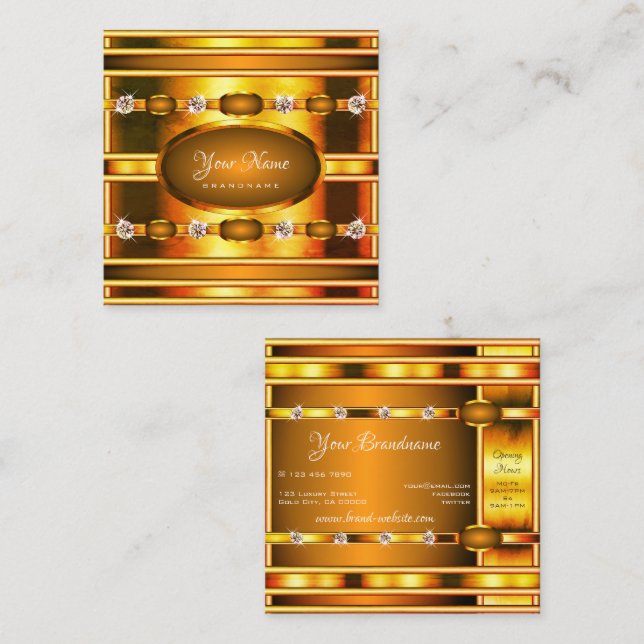 Öga som fångar Guld med Luminous Faux Jewels Fyrkantigt Visitkort (Fram/baksida)