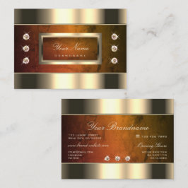 Öga som fångar Guld med Orange Marble och diamante Visitkort