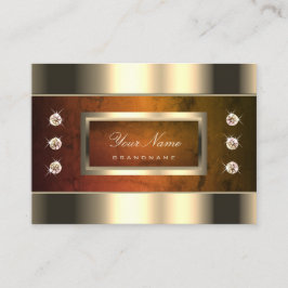 Öga som fångar Guld med Orange Marble och diamante Visitkort