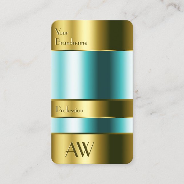 Öga som fångar Guld och Glass Teal Fluids 3D Brev Visitkort (Framsida)