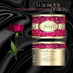 Öga som fångar Guld Rosa Glitter Diamonds Initia Visitkort