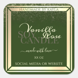 Öga som fångar Mörk grönt produktetiketter Guld Ra Fyrkantigt Klistermärke