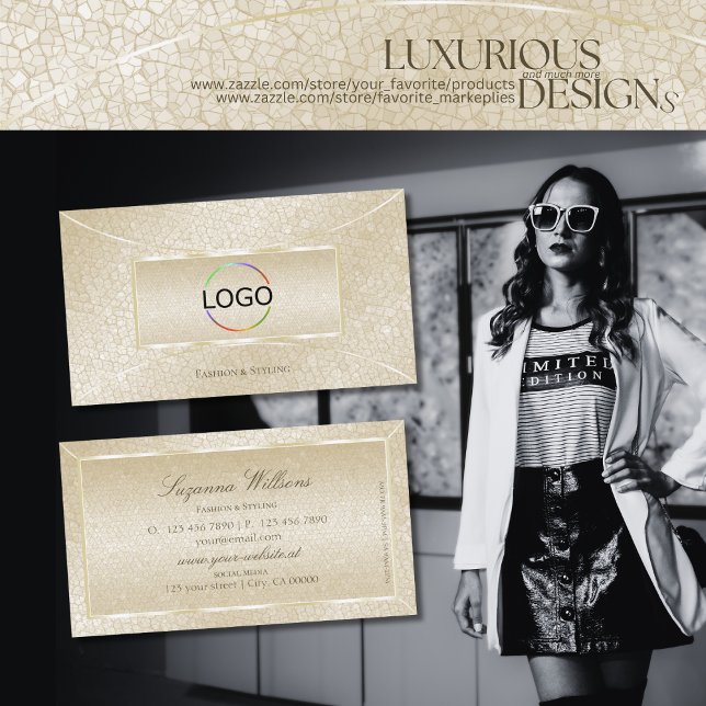 Öga som fångar Silke Cream Orake Mönster med Logot Visitkort (Skapare uppladdad)