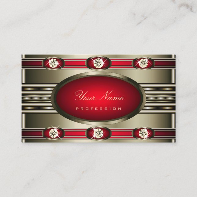 Öga som fångar Silver Färg Red med Faux Diamonds Visitkort (Framsida)
