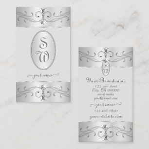 Öga som fångar Silver Grått Ornate Ornaments Monog Visitkort