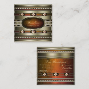 Öga som fångar Silver med Orange Marble Mönster Fyrkantigt Visitkort