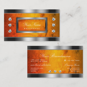 Öga som fångar Silver med Orange Marble Mönster Visitkort