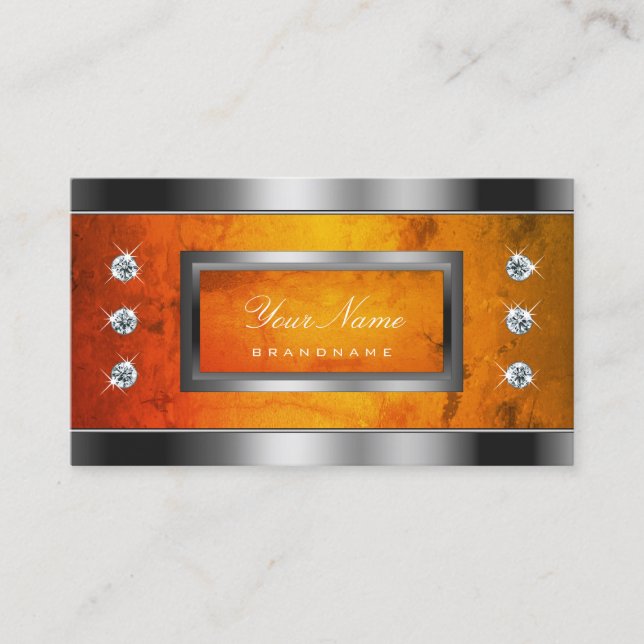 Öga som fångar Silver med Orange Marble Mönster Visitkort (Framsida)
