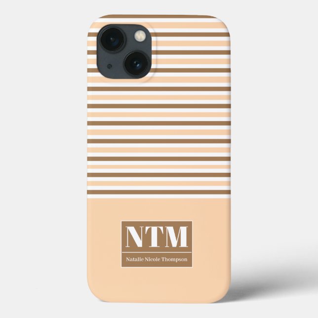 Öga som fångar stora vita initialer Strippes Beige (Baksida)