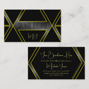 Öga som fångar svart och Gult Flashy med Monogram Visitkort
