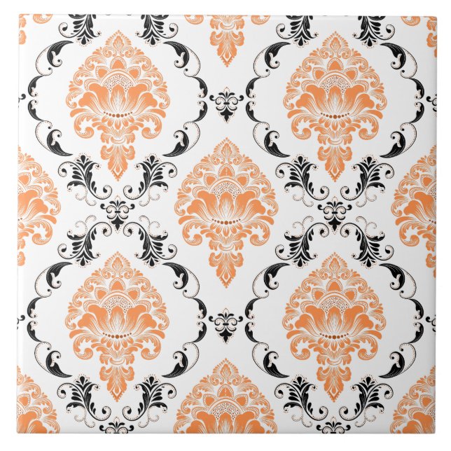Öga som fångar Victorian Classic mönster orange Kakelplatta (Framsidan)