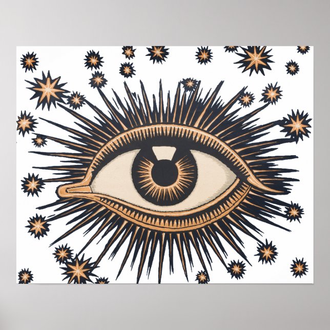 Öga Stars Måne Celestial Nouveau Poster (Framsidan)