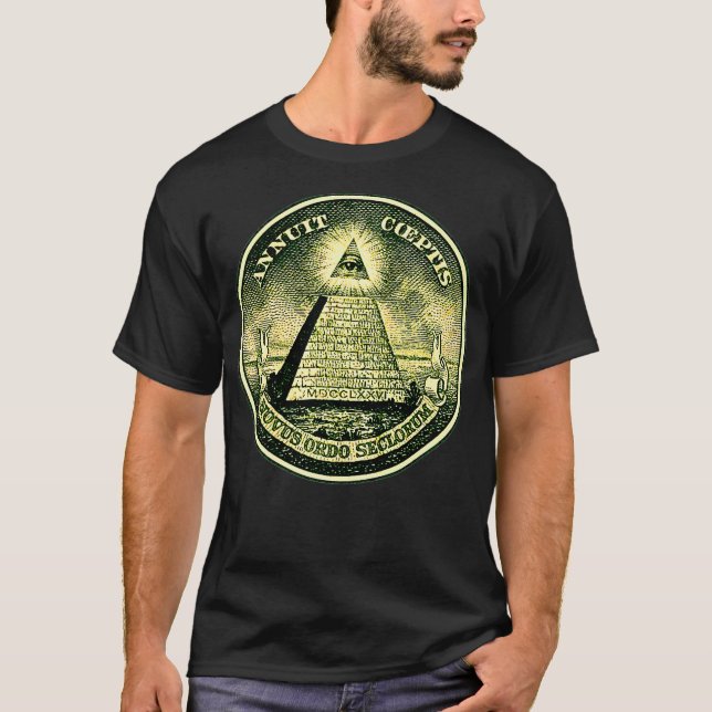 Öga-symbolen masonic pyramid triang t shirt (Framsida)