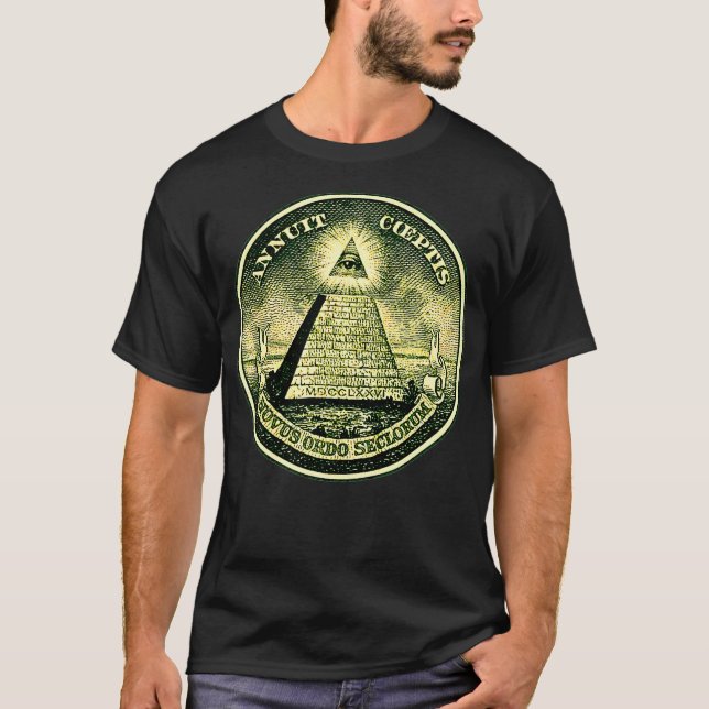 Öga-symbolen masonic pyramid triang t shirt (Framsida)