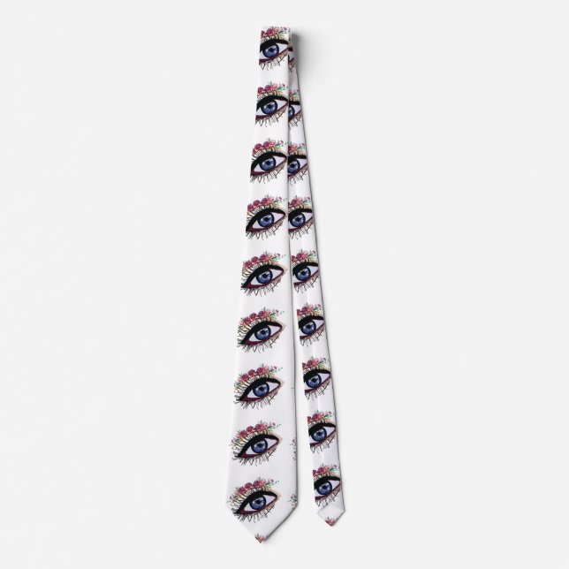 Öga Teckning och blommor Art Tie Slips (Framsida)