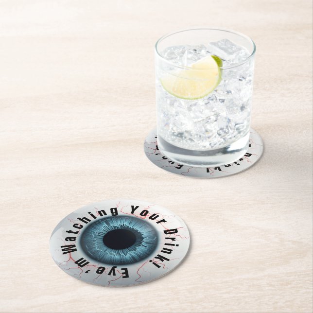 Öga tittar på din dryck underlägg papper rund (Insitu)