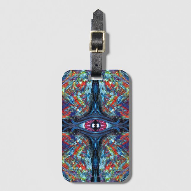 Öga Twisted och Trippy Painting Blue Bagagebricka (Framsida vertikal)