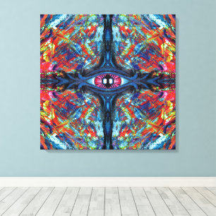 Öga Twisted och Trippy Painting Blue Canvastryck