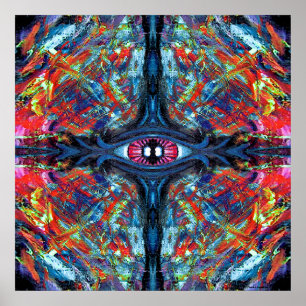 Öga Twisted och Trippy Painting Blue Poster