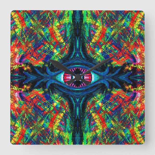 Öga Twisted och Trippy Painting Fyrkantig Klocka (Framsida)