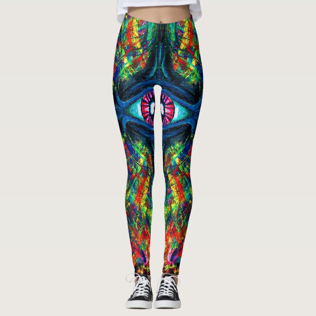 Öga Twisted och Trippy Painting Leggings (Framsida)