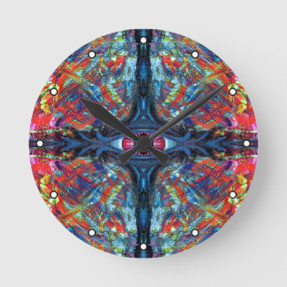 Öga-twsted och Trippy Painting blue med punkter Rund Klocka