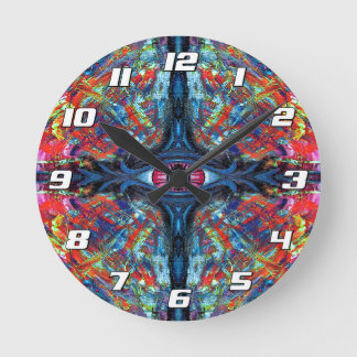Öga-twsted och Trippy Painting blue med siffror Rund Klocka