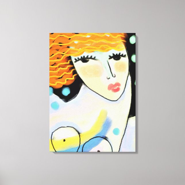 Öga Wide Open Abstrakt Digital Porträtt of Woman Canvastryck (Framsida)