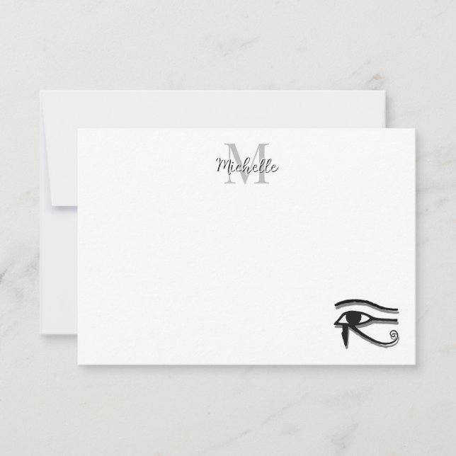 Ögat av Horus egyptiskt symbol anpassad monogram Anteckningskort (Framsida)