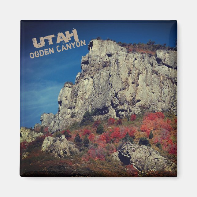 Ogden Canyon, Norther Utah Sten Cliffs Magnet (Framsidan)