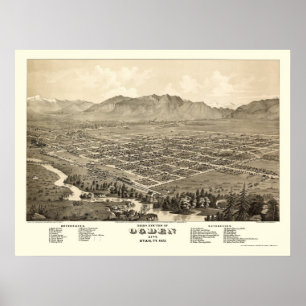 Ogden, UT Panoramic Karta - 1875 Poster