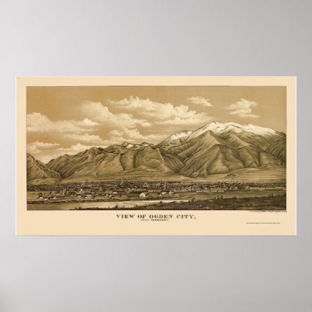 Ogden, UT Panoramic Karta - 1889 Poster (Framsidan)